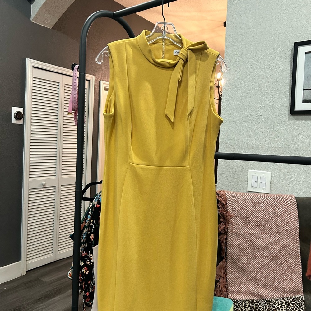 Calvin Klein Mustard Yellow Midi Dress